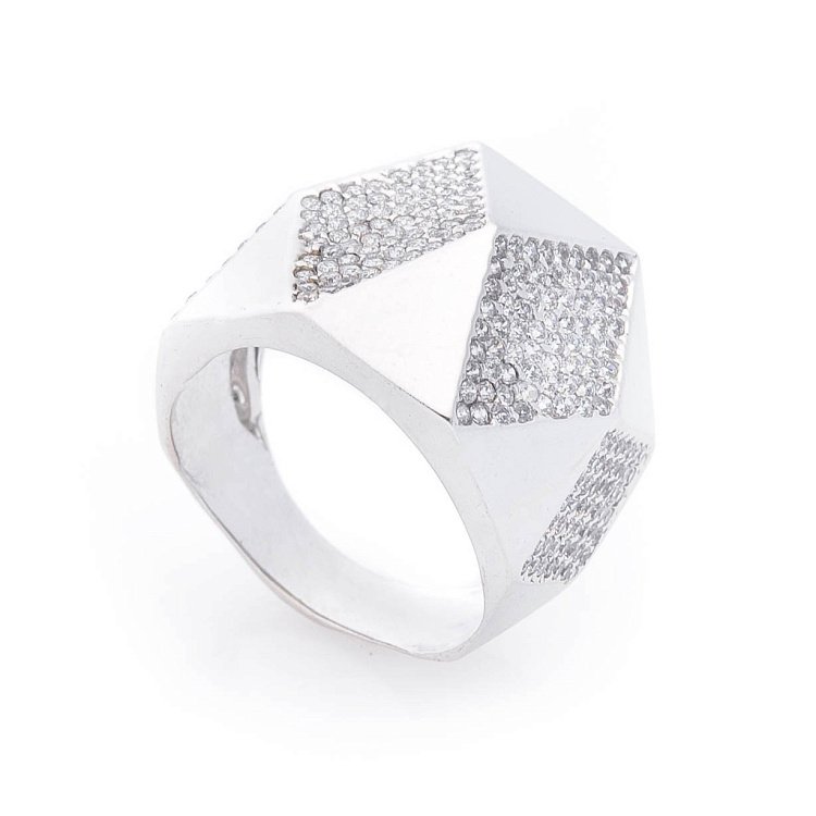 Эксклюзивное золотое кольцо с фианитами к04518 от ювелирного магазина Оникс