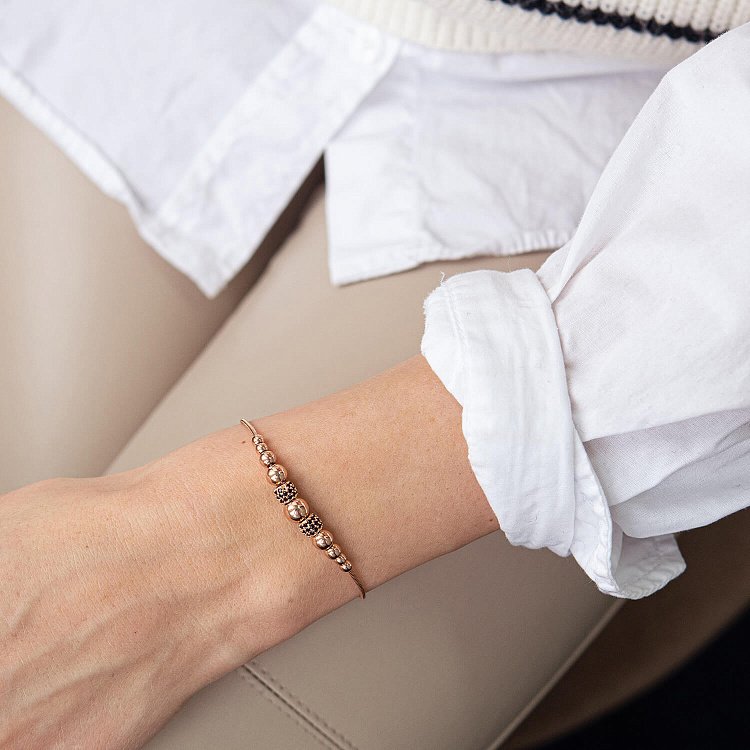 Золотий браслет "Кульки" (чорні фіаніти) б04944 від ювелірного магазину Онікс - 5