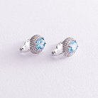 Золоті сережки з блакитним топазом і фіанітами с04201 от ювелирного магазина Оникс - 2
