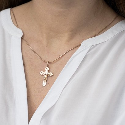 Золотой православный крестик п02339 №2