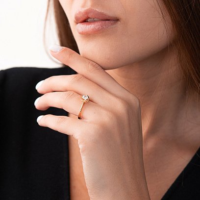 Золота заручальна каблучка (фіаніт) к02067 №4