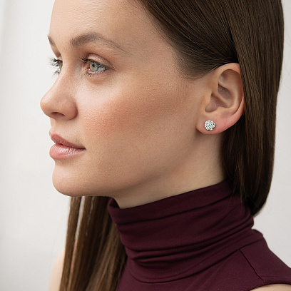 Золоті сережки - пусети (діаманти) сб0621lg №2