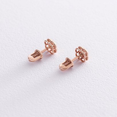 Золотые серьги - пусеты "Клевер" с07536 №3