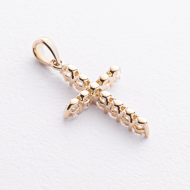 Хрестик у жовтому золоті (діаманти) пб0402ri від ювелірного магазину Онікс - 1