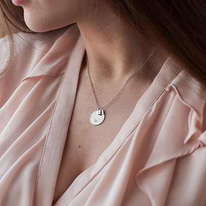 Срібне кольє для гравіювання (диск і 2 серця) 181000 №5