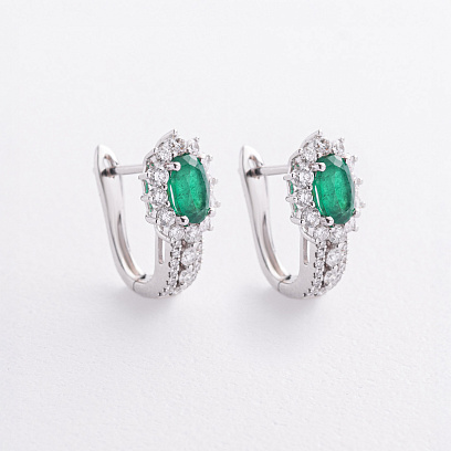 Золоті сережки з діамантами і смарагдами сб0668ca