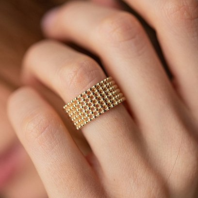 Кольцо "Рейчел" с шариками (желтое золото) к07333 №6