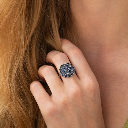 Серебряное кольцо с синими фианитами 172 №2