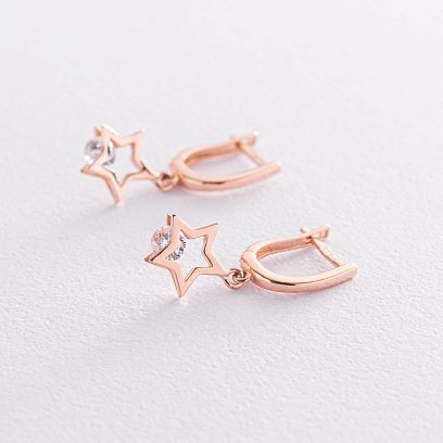 Золоті сережки "Зірочки" (фіаніти) с07379 №4
