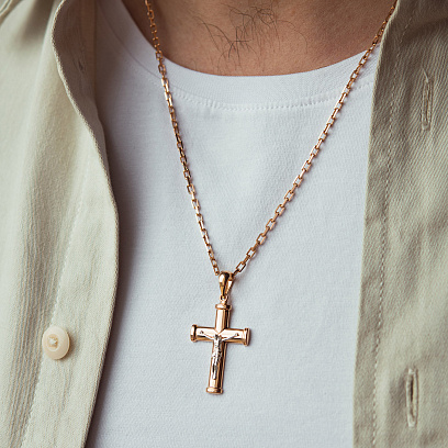 Золотий хрестик "Розп'яття. Спаси і Збережи" п03597 №2