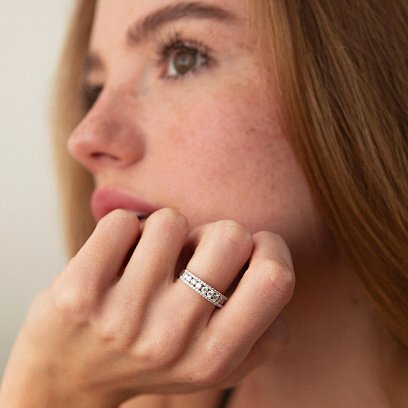 Кольцо в белом золоте с бриллианты кб0431nl №9