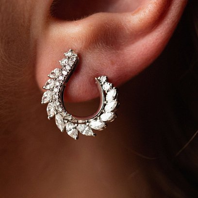 Золоті сережки - пусети з діамантами сб0407nl №6