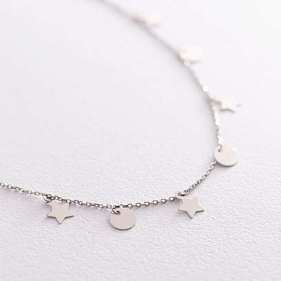 Кольє "Монетки та зірочки" в білому золоті кол01762 №3