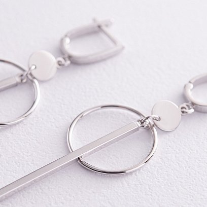 Сережки "Геометрія" у білому золоті с08153 №2