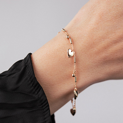 Золотий браслет "Сердечки" б05822 №2