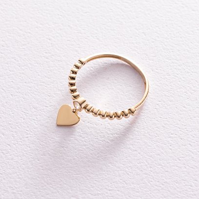 Золота каблучка "Сердечко" з фіанітом к06789 №4