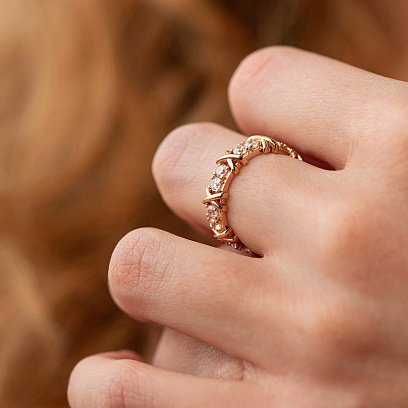 Кольцо "Rosie" с фианитами (красное золото) к08096 №4