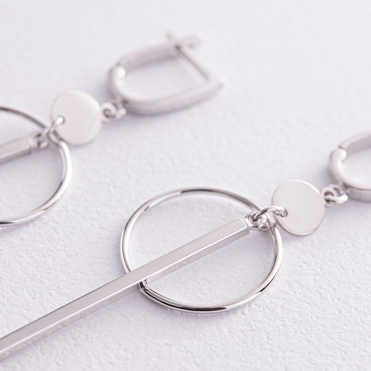 Сережки "Геометрія" у білому золоті с08153 - 1 Сережки "Геометрія" у білому золоті с08153 від ювелірного магазину Онікс - 1