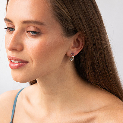 Сережки - кільця "Helen" у білому золоті с09573 №4