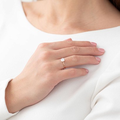 Золотое помолвочное кольцо с фианитами к06606 №2