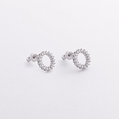 Золотые серьги - пусеты с бриллиантами 342661121 №3