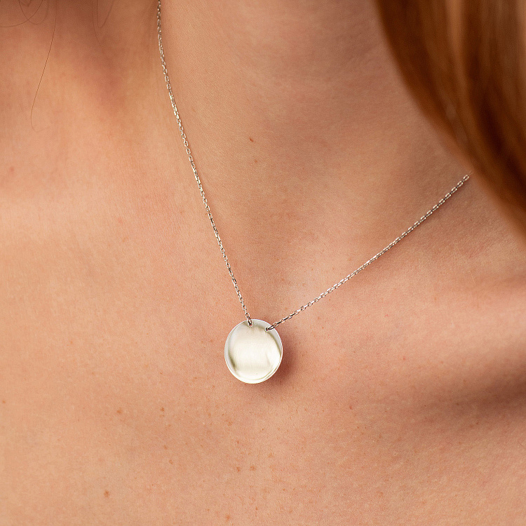 Колье "Монетка" в белом золоте (возможна гравировка) кол02460 от ювелирного магазина Оникс - 5