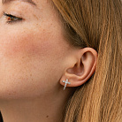 Сережки - кільця "Хрестики" з фіанітами (біле золото) с09092 от ювелирного магазина Оникс - 4