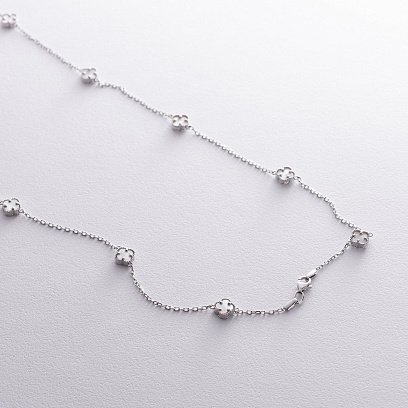 Колье "Клевер" с перламутром mini (белое золото) кол02428 №4