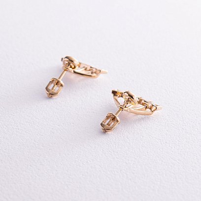 Серьги - джекеты "Фрида" в желтом золоте с07931 №5