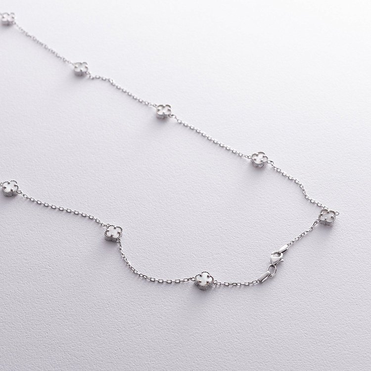 Колье "Клевер" с перламутром mini (белое золото) кол02428 от ювелирного магазина Оникс - 3