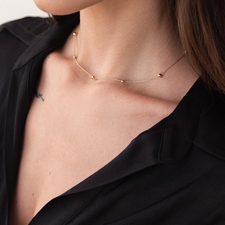 Колье "Шарики" в красном золоте кол02227 от ювелирного магазина Оникс - 1