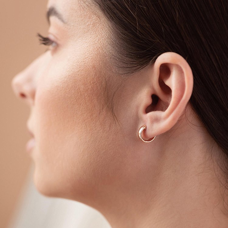 Сережки - кільця в червоному золоті с08435 від ювелірного магазину Онікс - 2