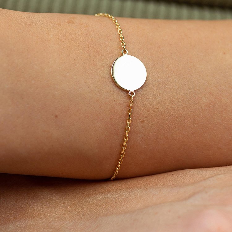 Браслет "Монетка" в желтом золоте (возможна гравировка) б04916 от ювелирного магазина Оникс - 3