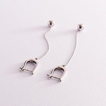 Серебряные серьги "Шарики" на цепочке 123150 №3