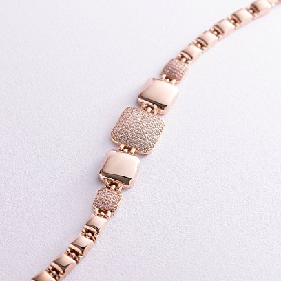 Золотий браслет з фіанітами б04078 №2