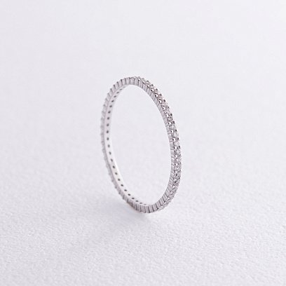Каблучка з доріжкою діамантів (біле золото) 217771121