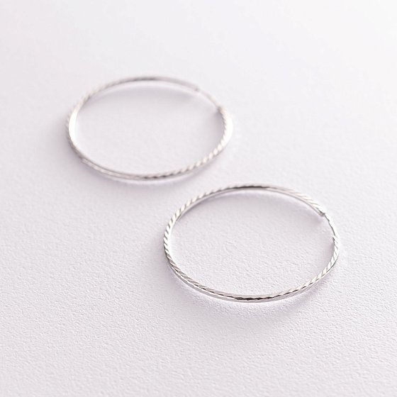Сережки - кільця в білому золоті (3.9 см) с07150 №3