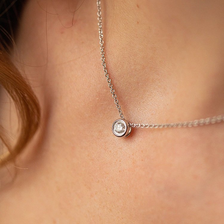 Золоте кольє з одним каменем (діамант) колб0082са від ювелірного магазину Онікс - 5