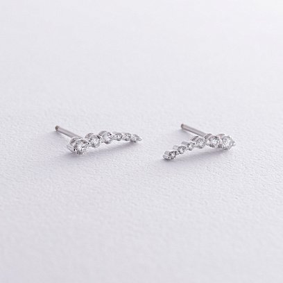 Золотые серьги - пусеты с бриллиантами сб0482м