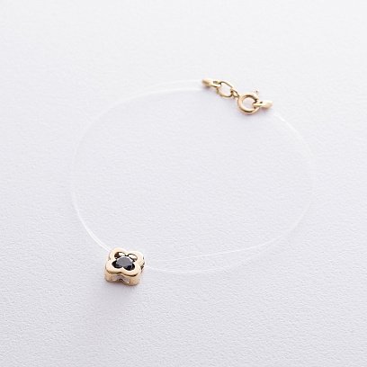 Золоте кольє на лісці "Конюшина" (фіаніт) кол01086