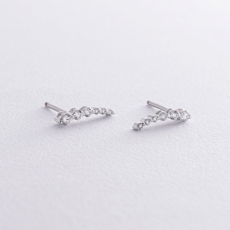 Золотые серьги - пусеты с бриллиантами сб0482м от ювелирного магазина Оникс