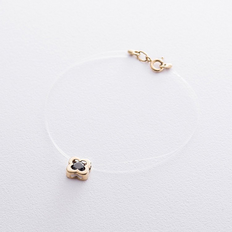 Золоте кольє на лісці "Конюшина" (фіаніт) кол01086 від ювелірного магазину Онікс