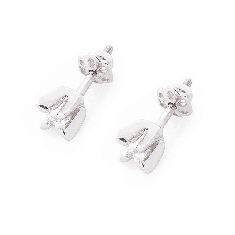 Срібні сережки-пусети з фіанітами 12327 від ювелірного магазину Онікс