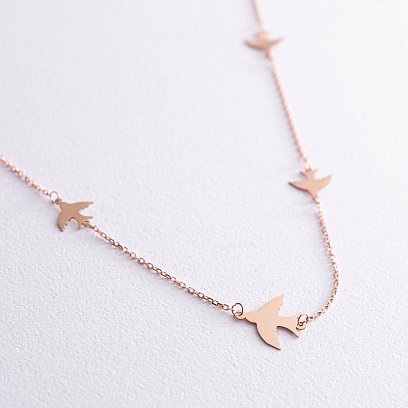 Колье "Ласточки" в красном золоте кол02275 №4