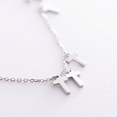 Серебряное колье с крестиками 18941 №3