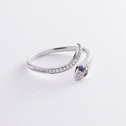 Золотое кольцо "Змея" с бриллиантами и сапфирами кб0487ca №3