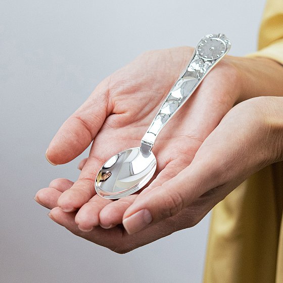 Серебряная чайная ложка "Девочка с шариками" (метрика рождения) 6343-B №2