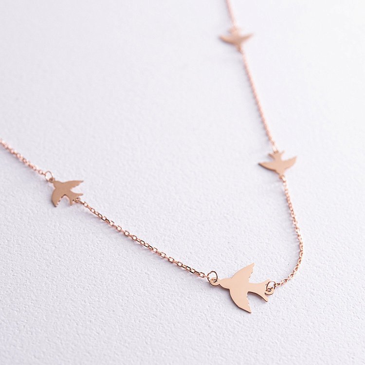 Колье "Ласточки" в красном золоте кол02275 от ювелирного магазина Оникс - 3