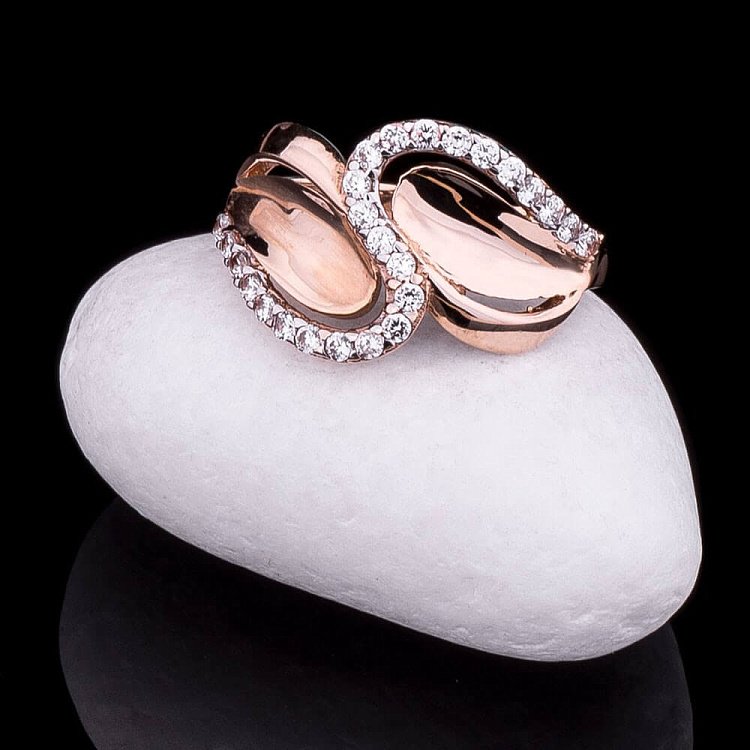 Каблучка з фіанітами к01748 від ювелірного магазину Онікс - 2