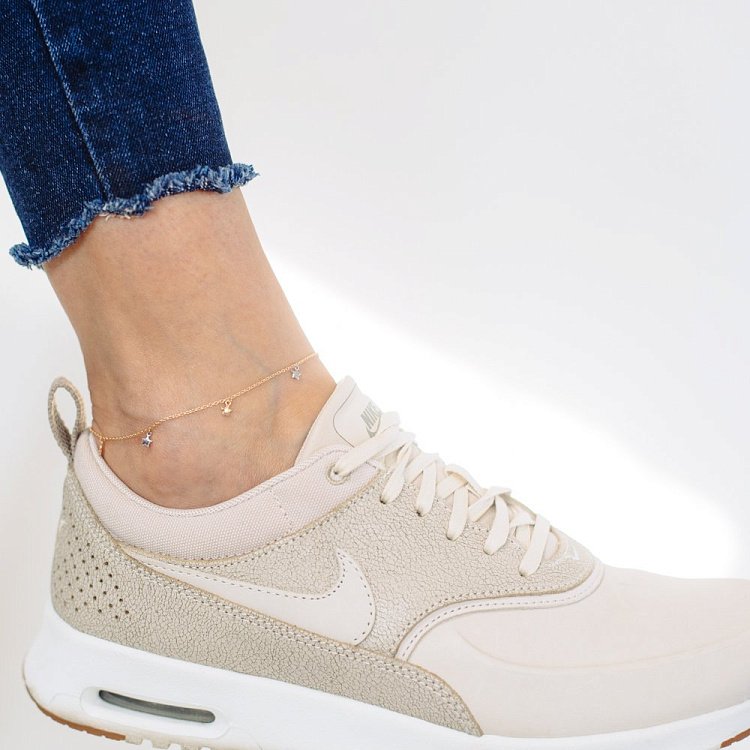 Золотой браслет на ногу "Звезды" б03684 от ювелирного магазина Оникс - 2